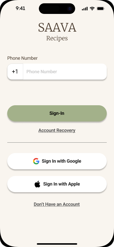 SAAVA Recipes App Screenshot